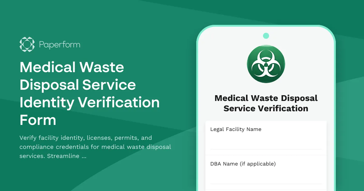Medical Waste Disposal Service Identity Verification Form