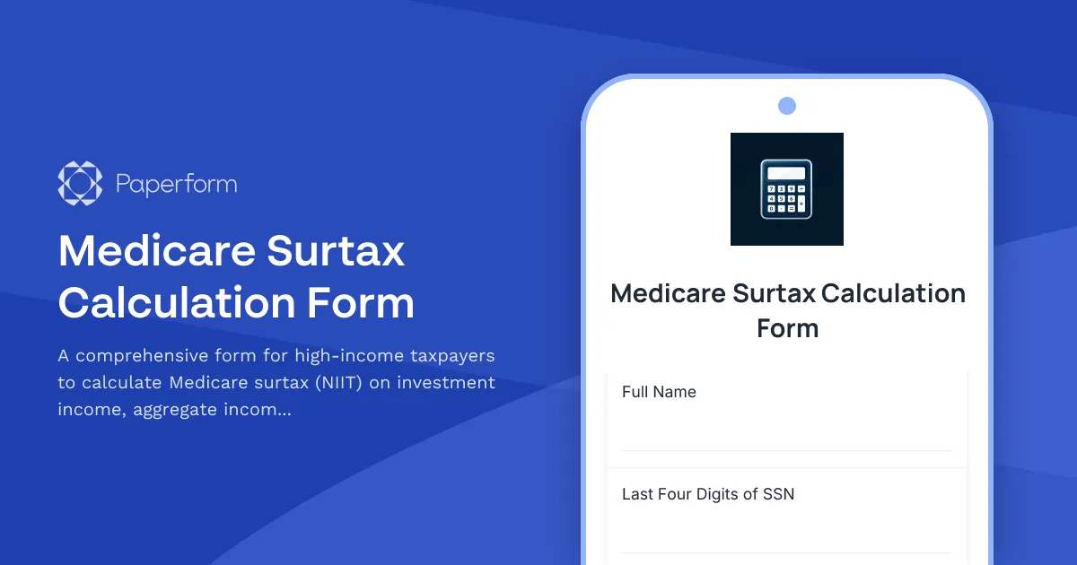 Medicare Surtax Calculation Form