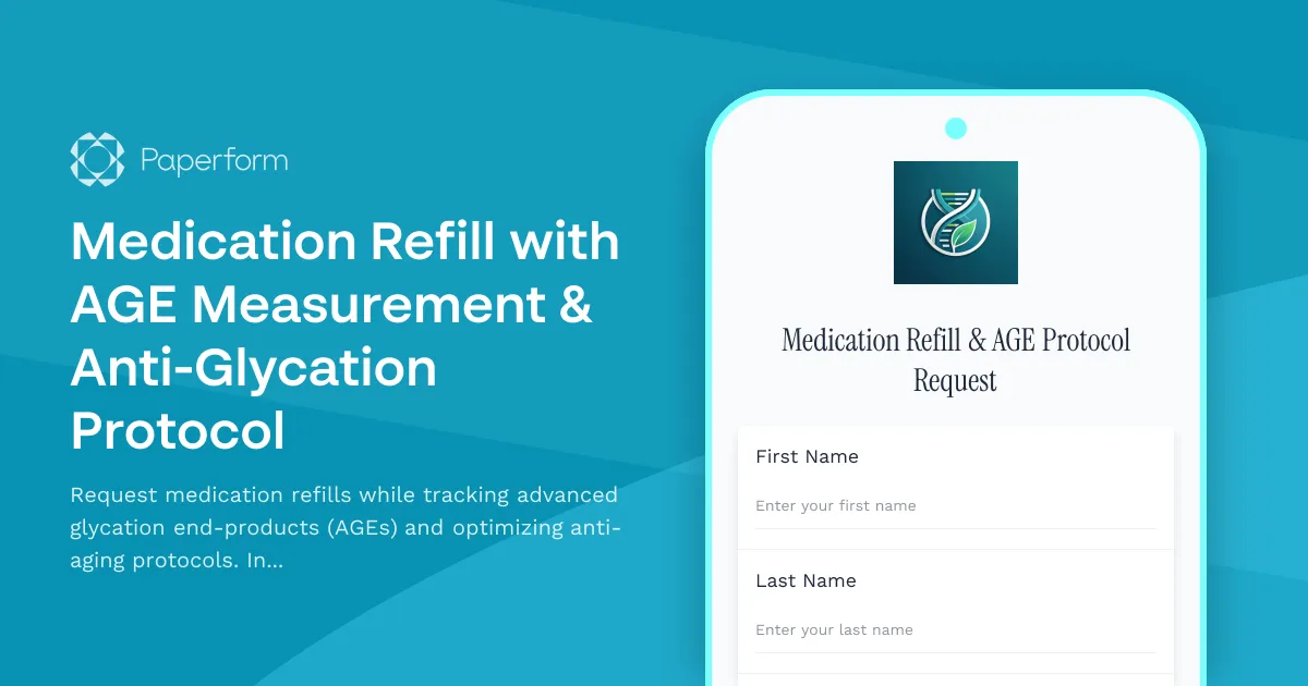 Medication Refill with AGE Measurement & Anti-Glycation Protocol