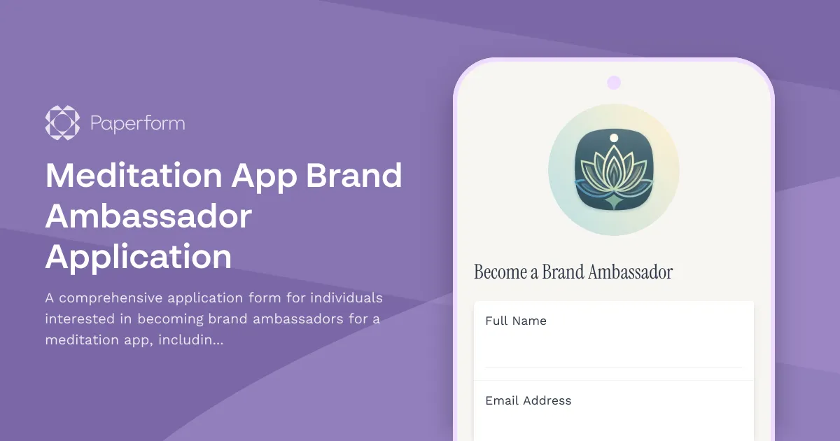Meditation App Brand Ambassador Application