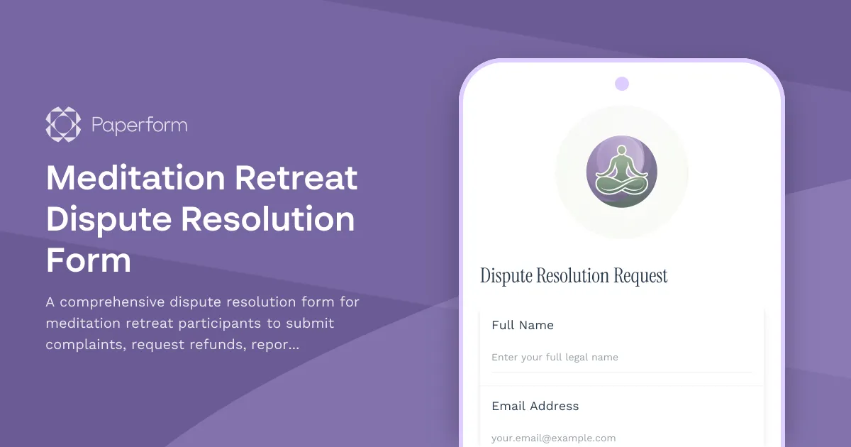 Meditation Retreat Dispute Resolution Form