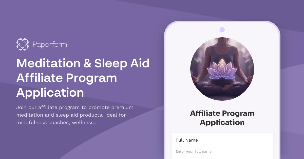 Meditation & Sleep Aid Affiliate Program Application