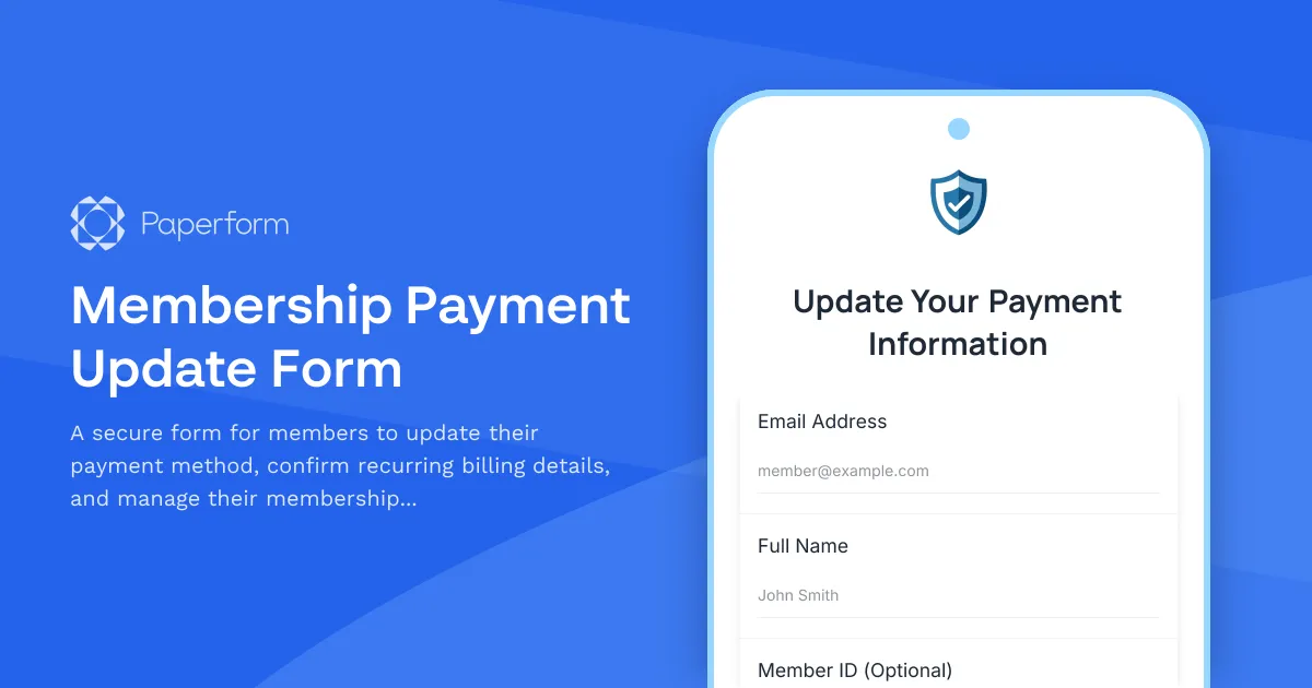 Membership Payment Update Form