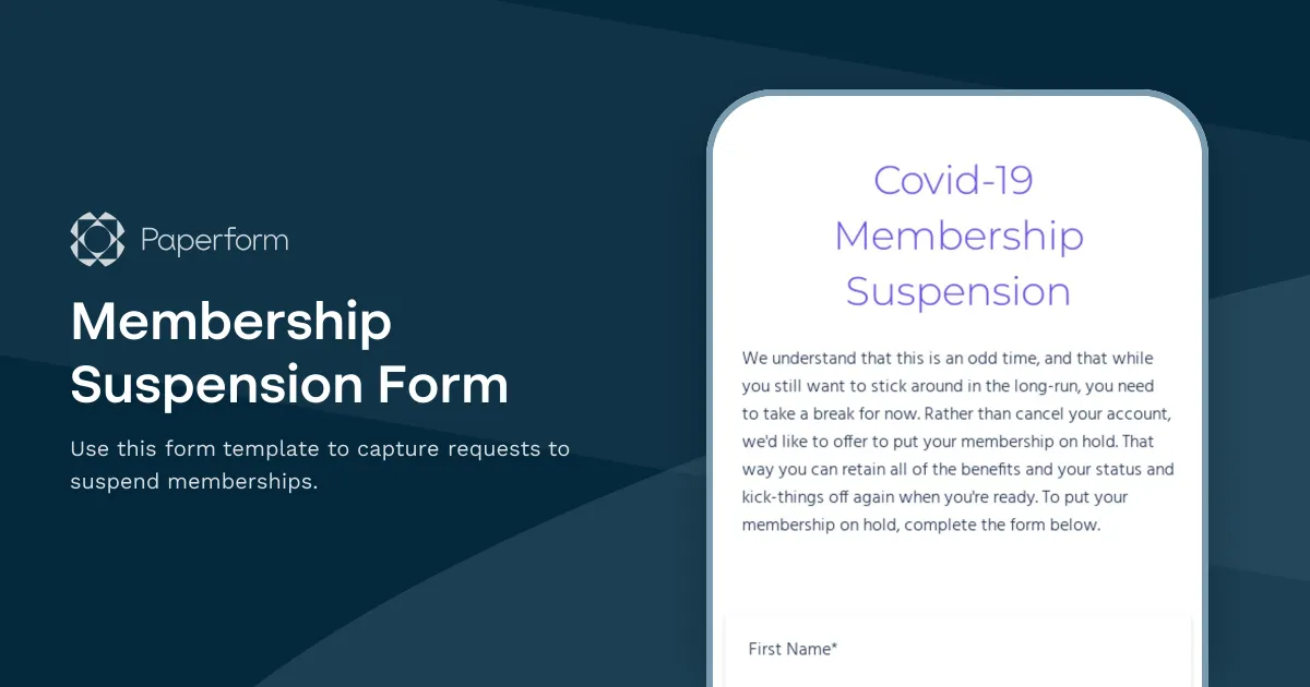 Membership Suspension Form