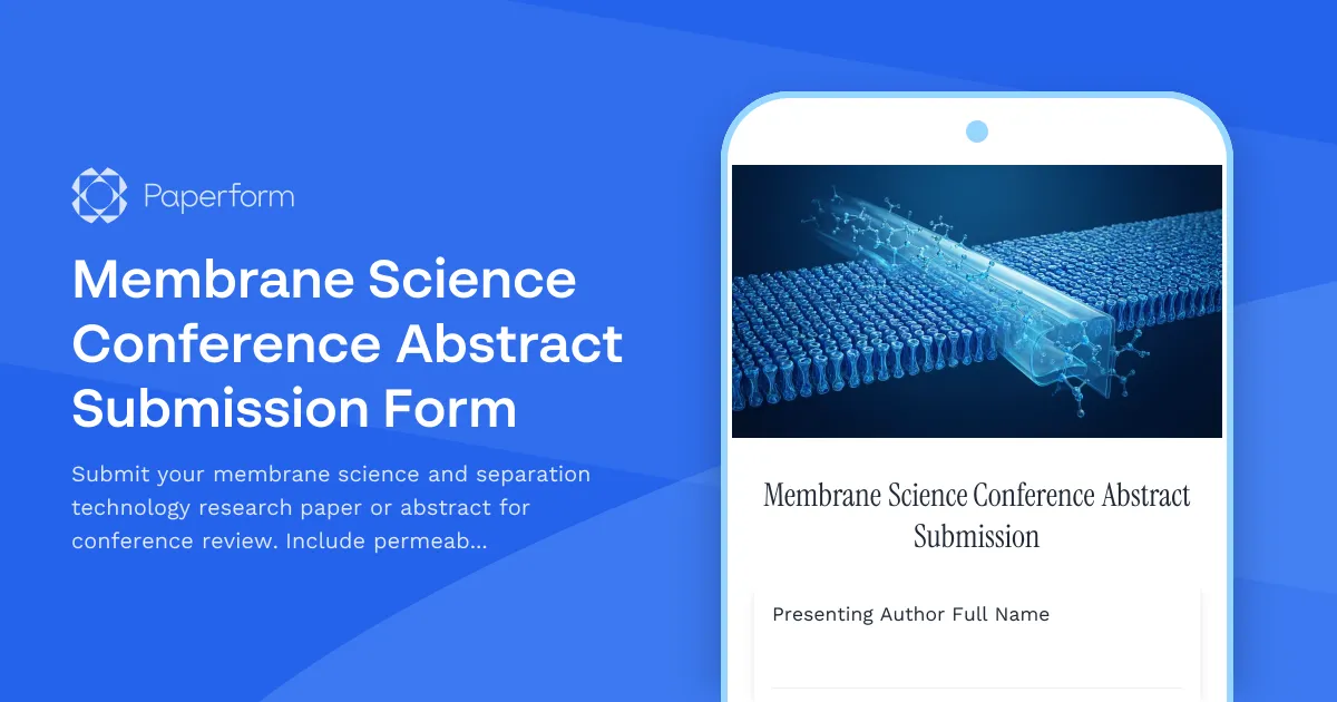 Membrane Science Conference Abstract Submission Form