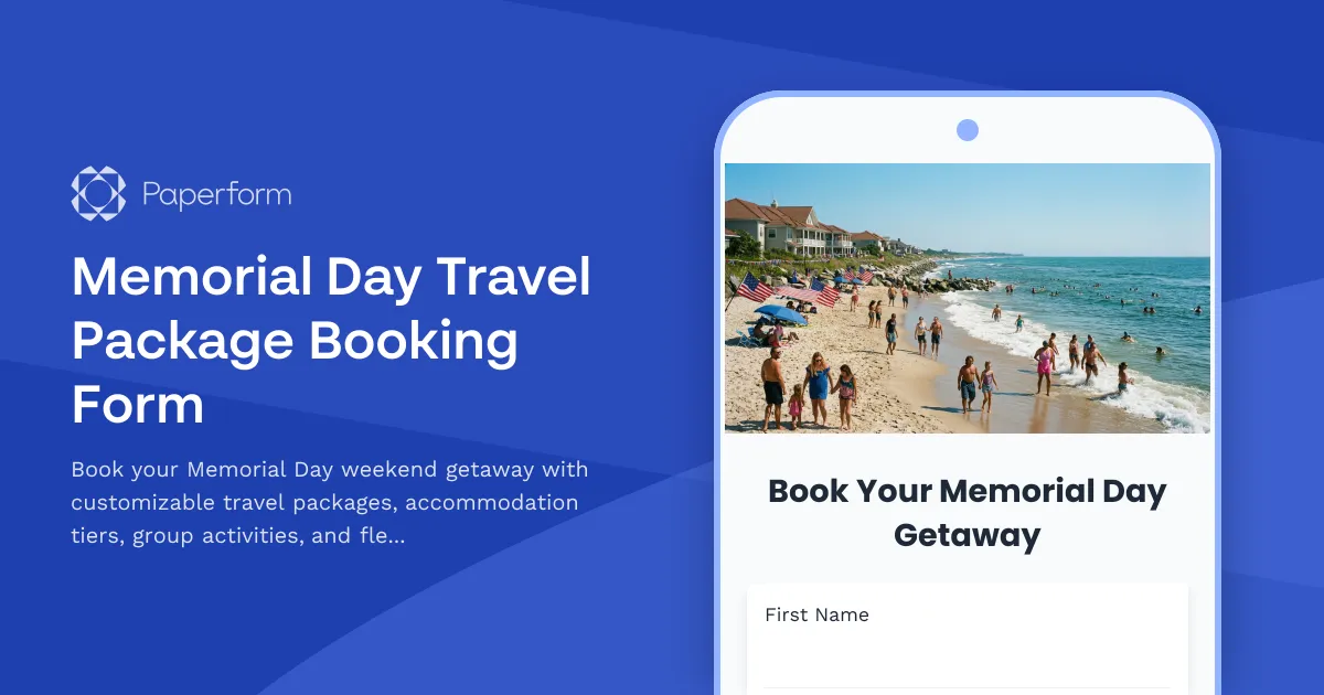 Memorial Day Travel Package Booking Form