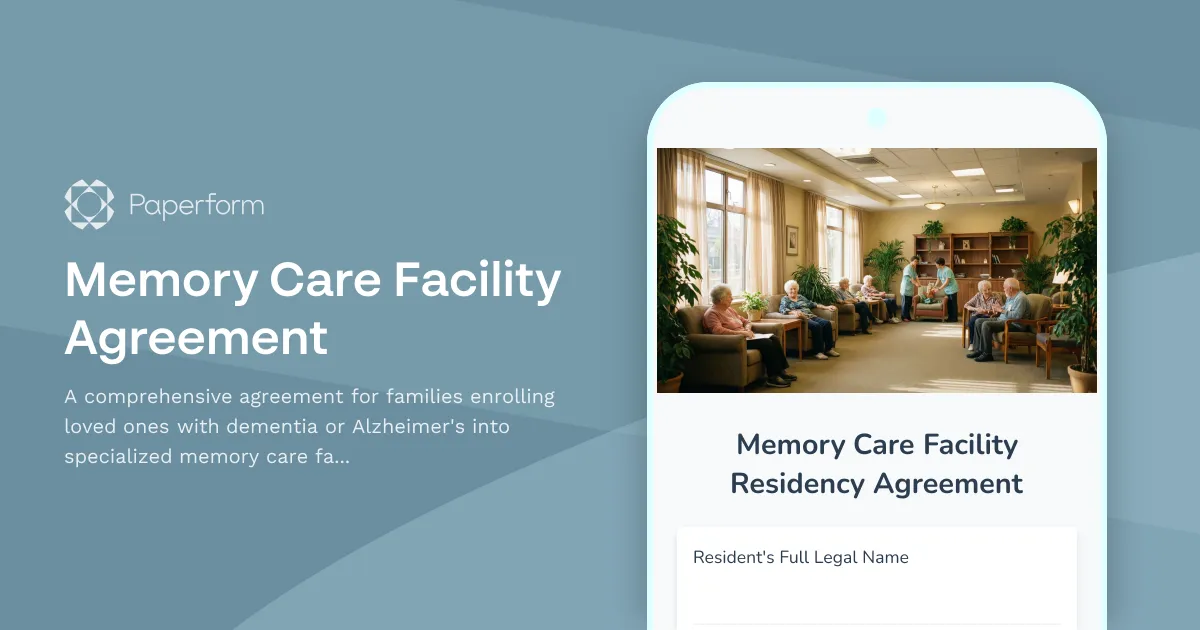 Memory Care Facility Agreement