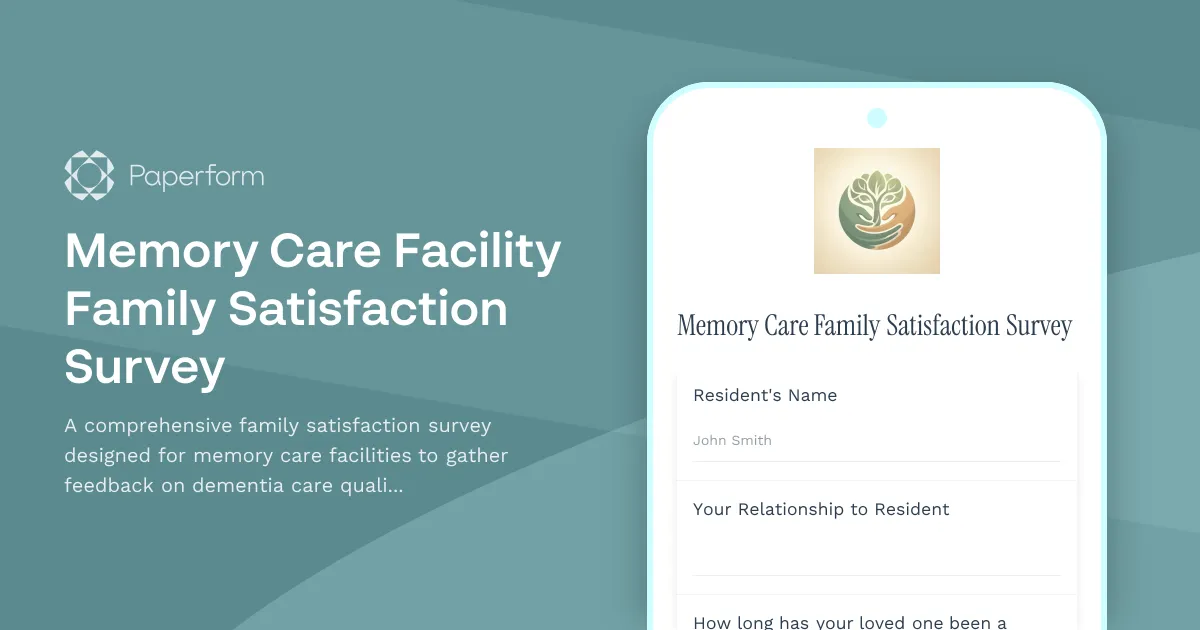 Memory Care Facility Family Satisfaction Survey