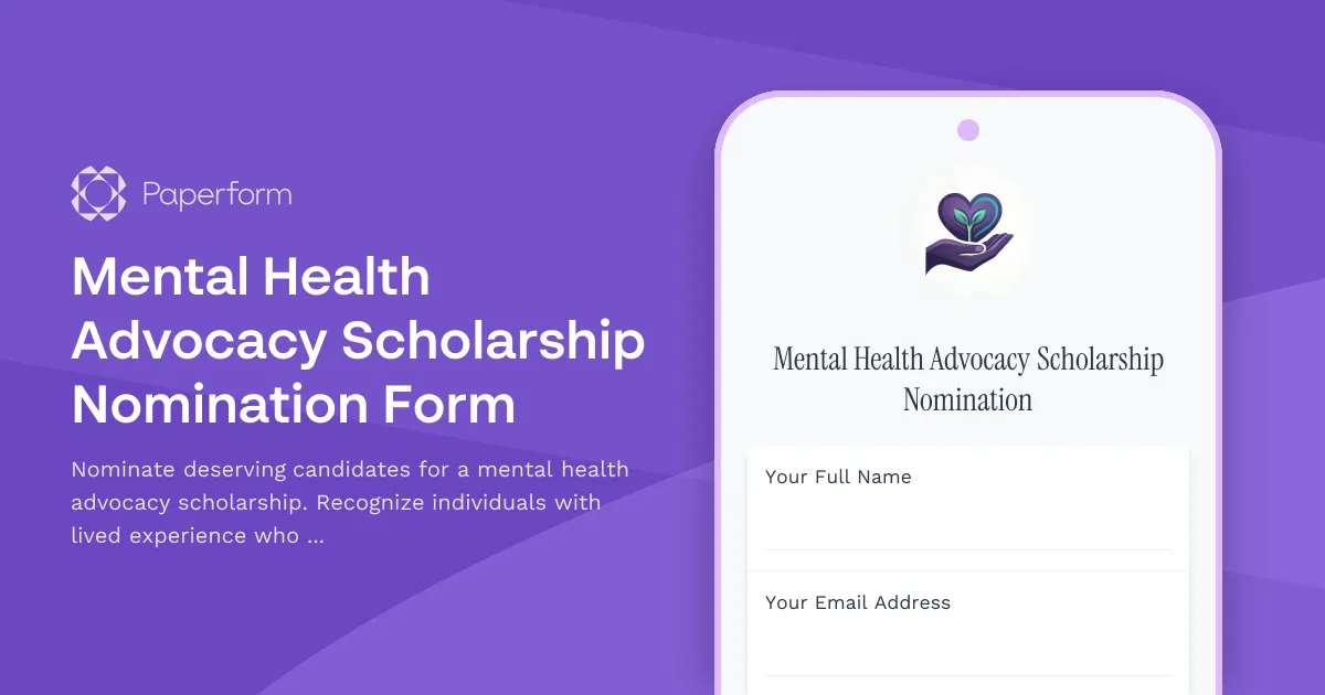 Mental Health Advocacy Scholarship Nomination Form