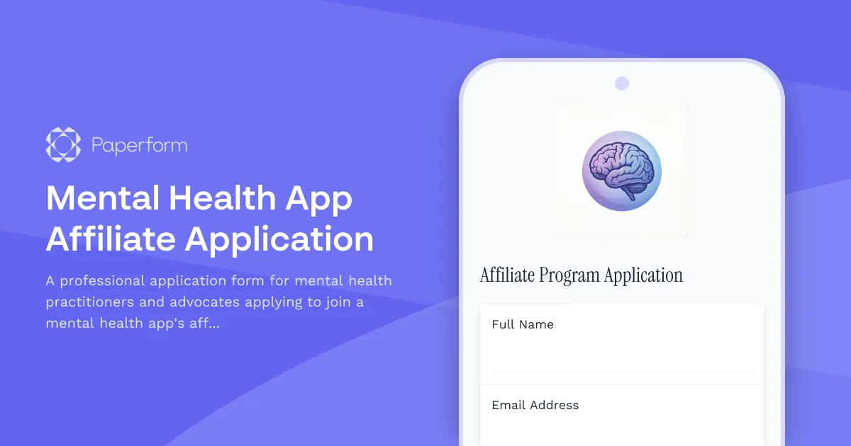 Mental Health App Affiliate Application