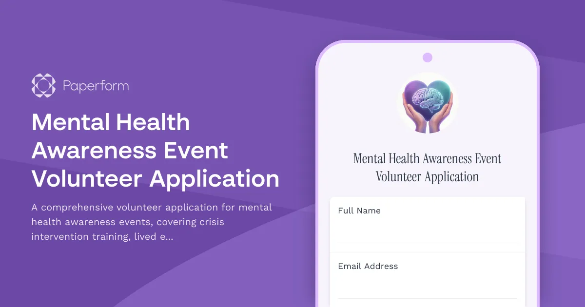 Mental Health Awareness Event Volunteer Application