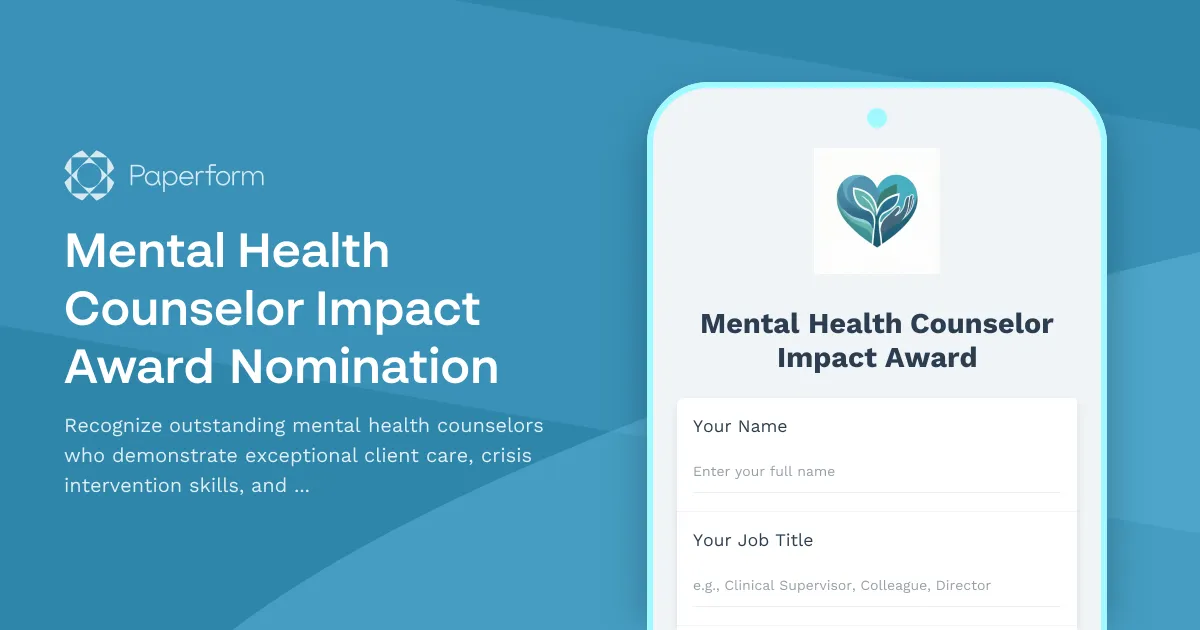 Mental Health Counselor Impact Award Nomination