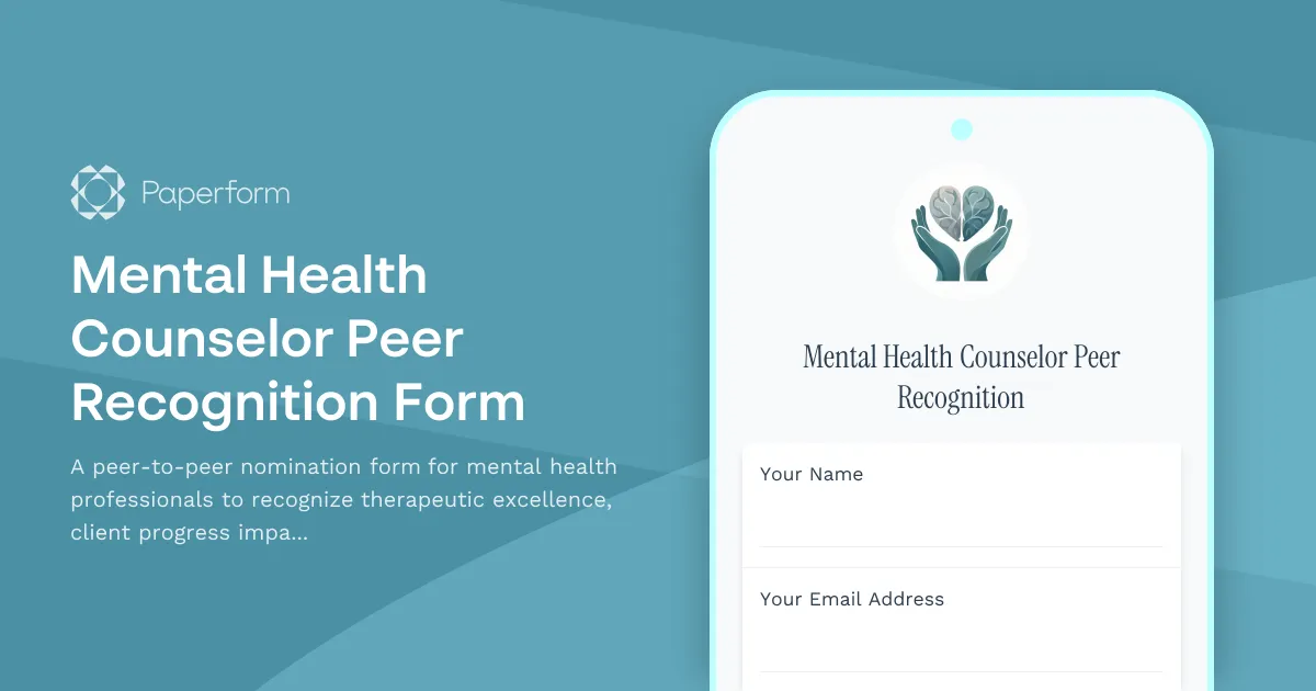 Mental Health Counselor Peer Recognition Form
