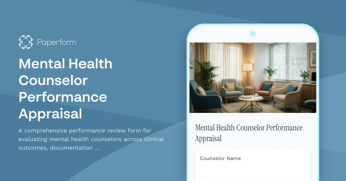 Mental Health Counselor Performance Appraisal