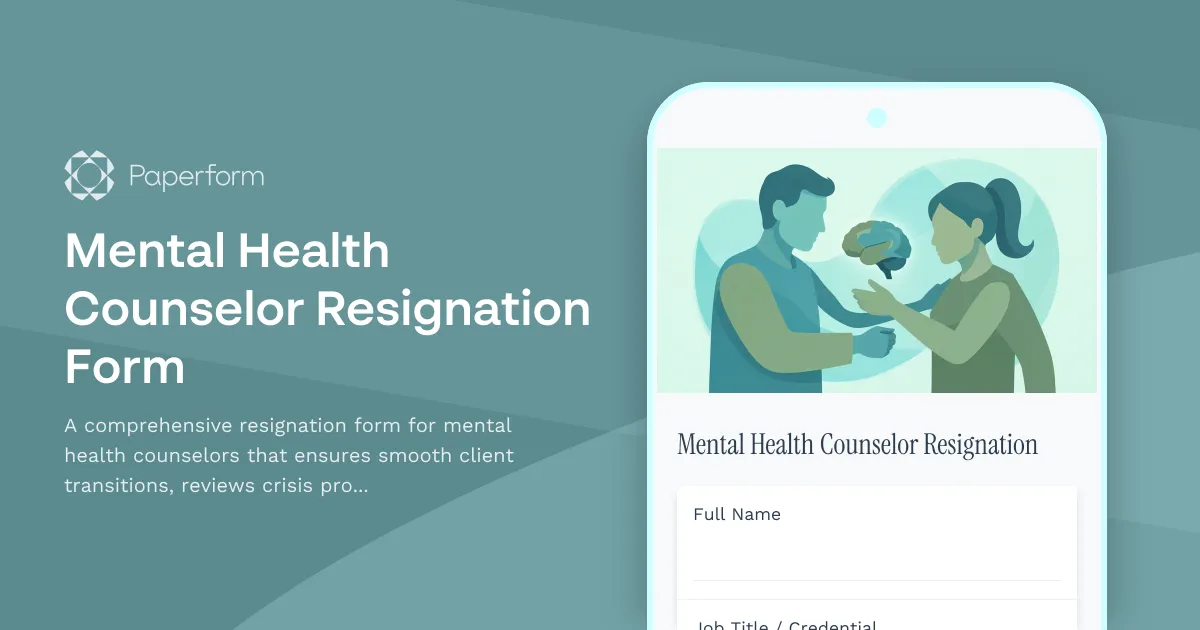 Mental Health Counselor Resignation Form