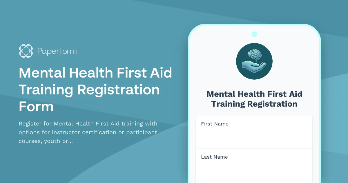 Mental Health First Aid Training Registration Form