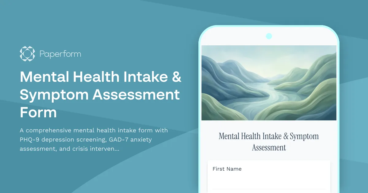 Mental Health Intake & Symptom Assessment Form