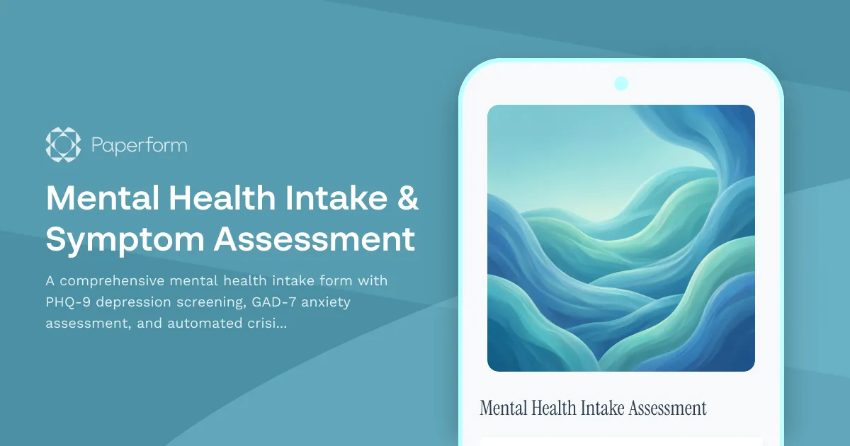 Mental Health Intake & Symptom Assessment