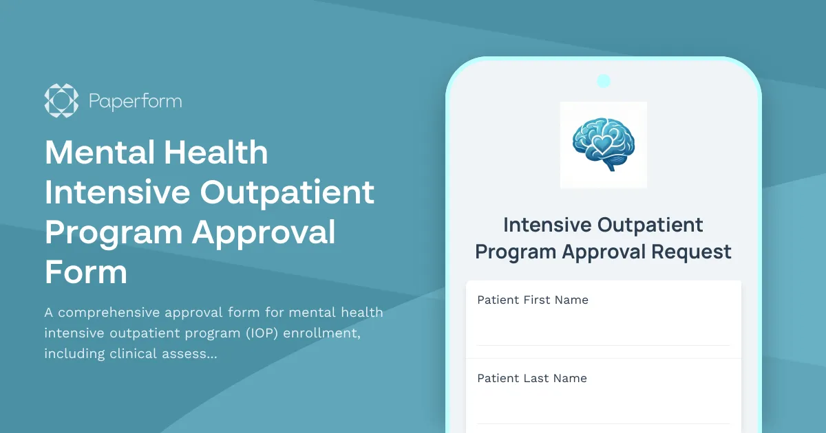 Mental Health Intensive Outpatient Program Approval Form