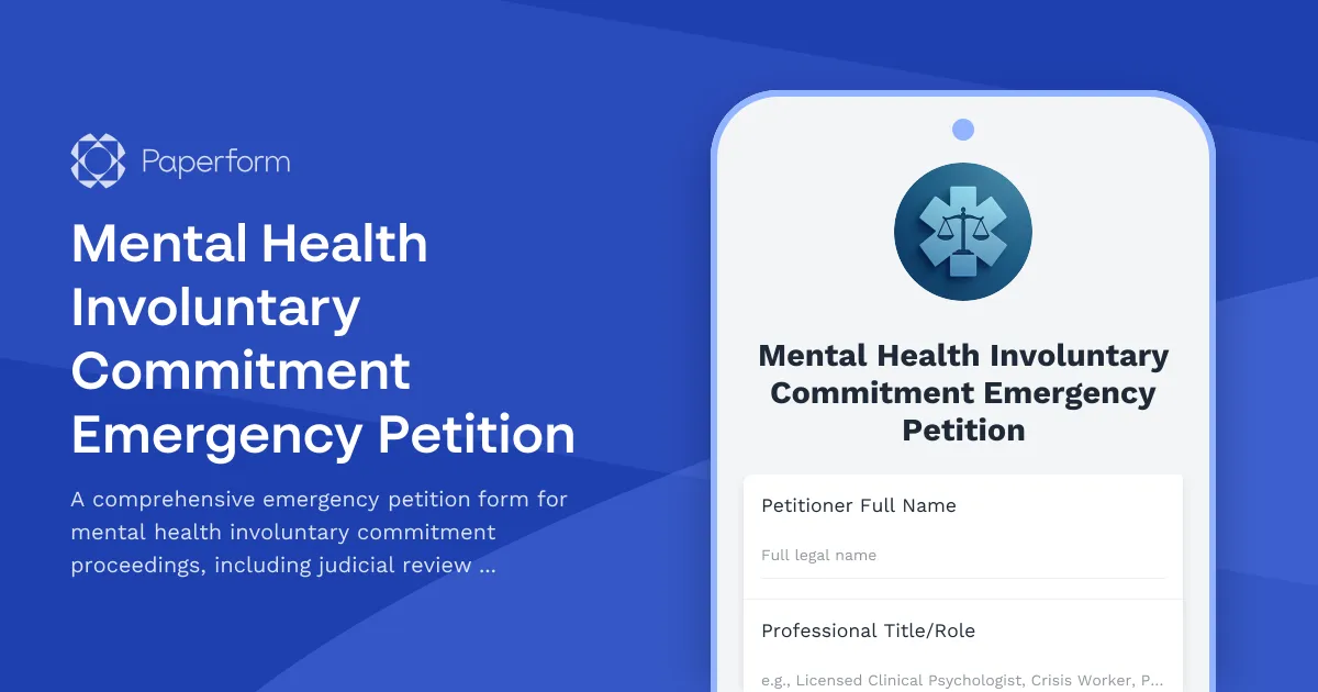 Mental Health Involuntary Commitment Emergency Petition