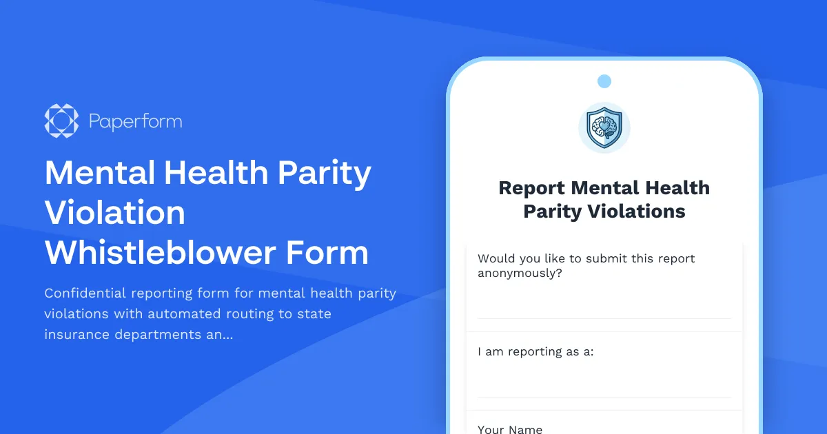Mental Health Parity Violation Whistleblower Form