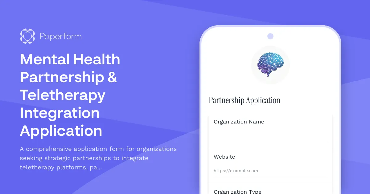 Mental Health Partnership & Teletherapy Integration Application