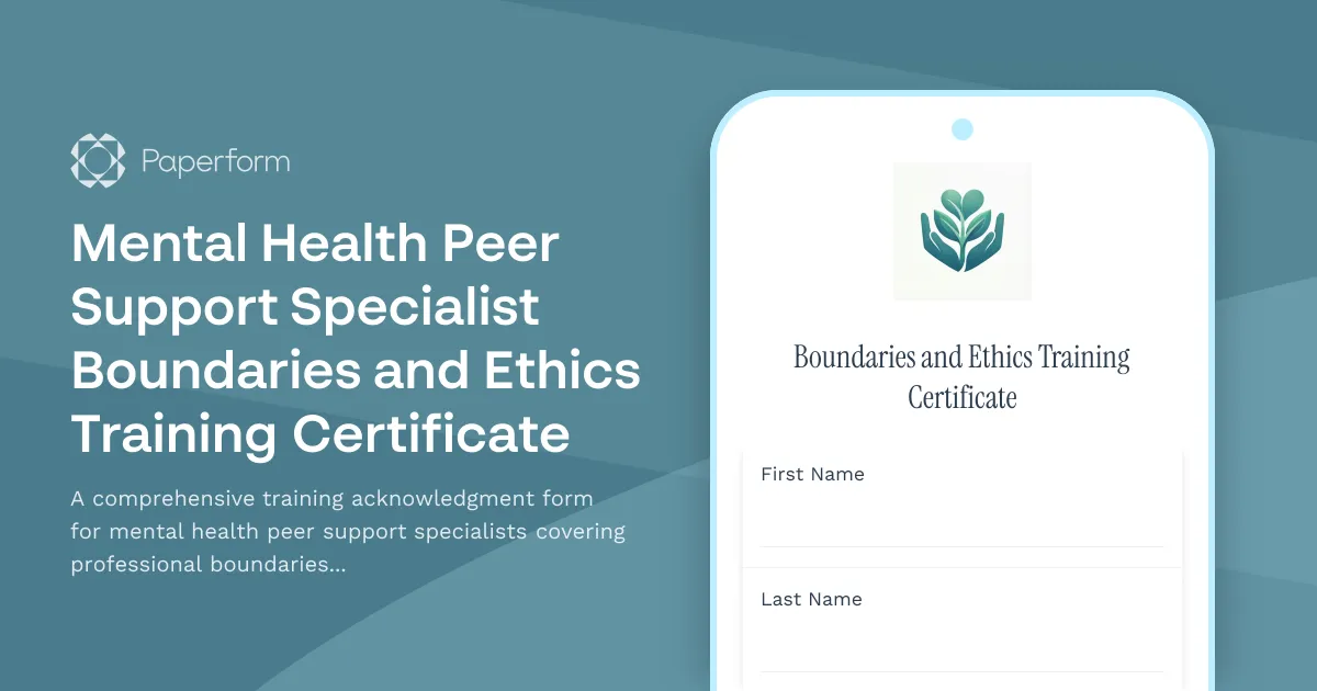 Mental Health Peer Support Specialist Boundaries and Ethics Training Certificate