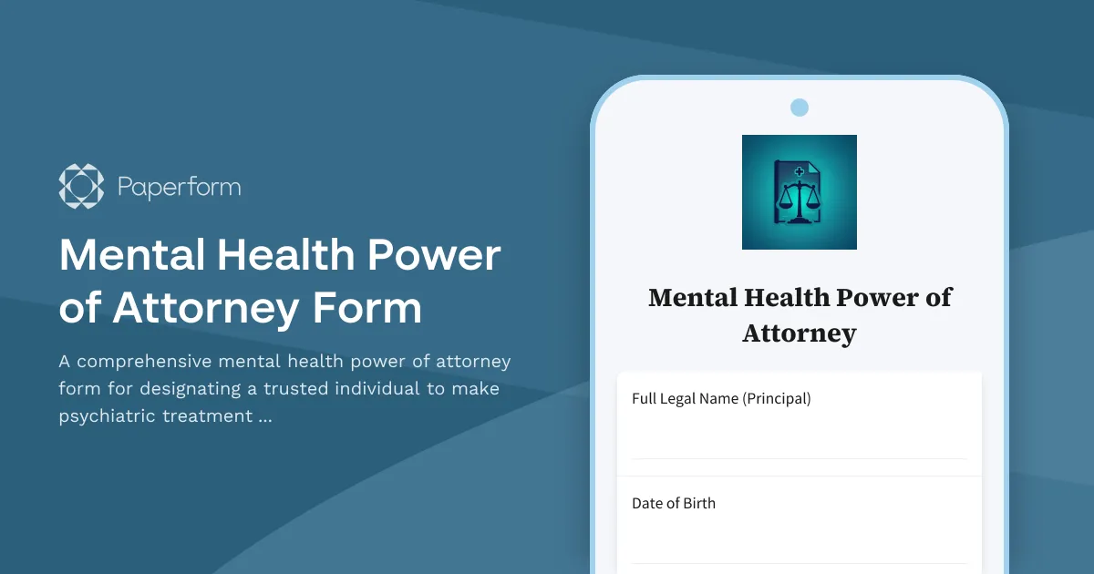Mental Health Power of Attorney Form