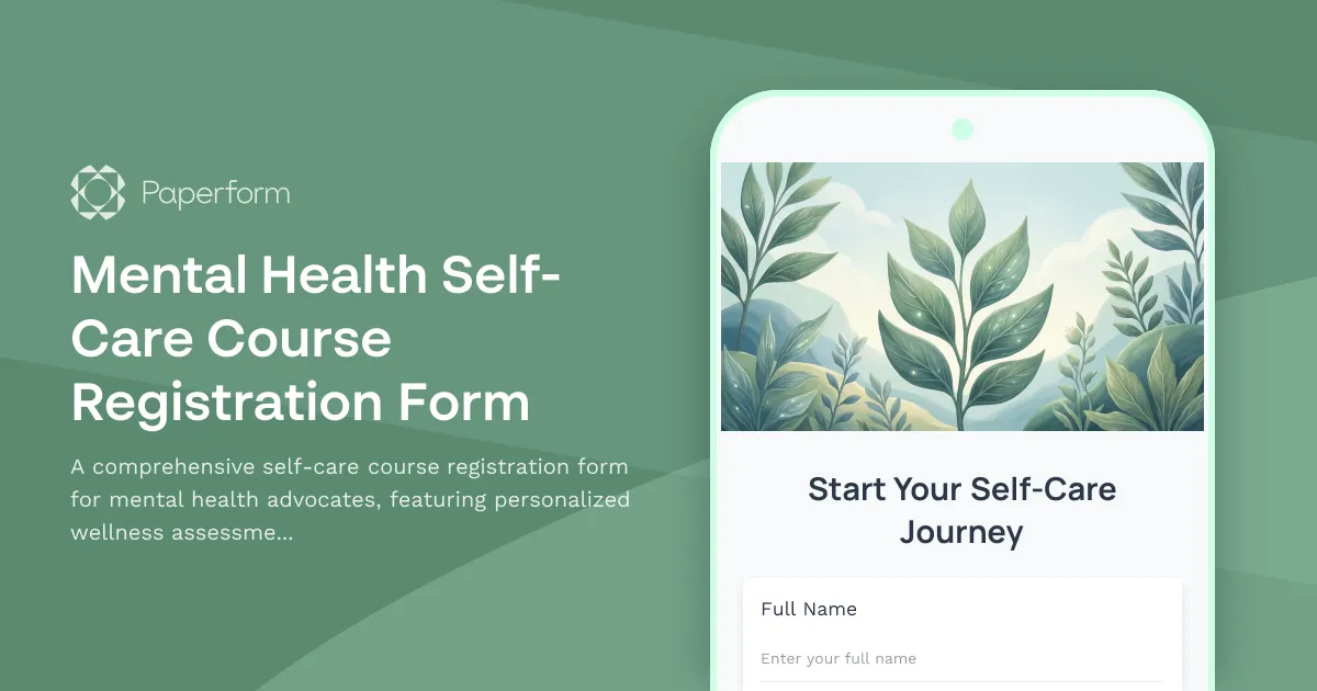 Mental Health Self-Care Course Registration Form