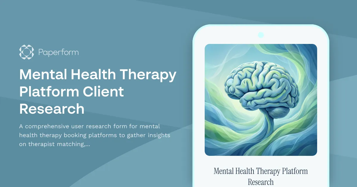 Mental Health Therapy Platform Client Research