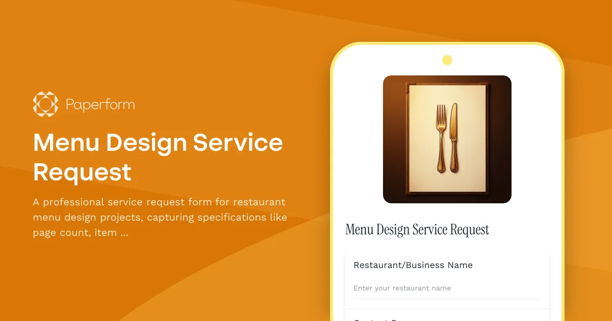 Menu Design Service Request