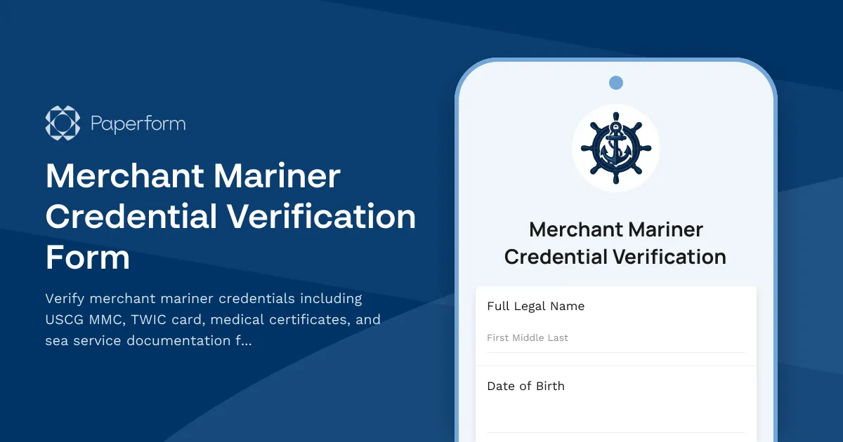 Merchant Mariner Credential Verification Form