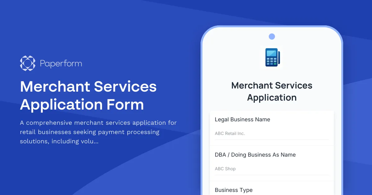 Merchant Services Application Form