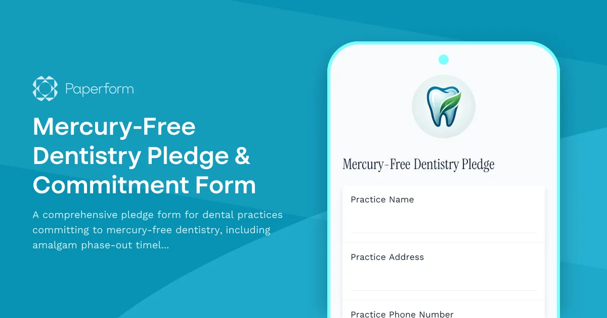 Mercury-Free Dentistry Pledge & Commitment Form