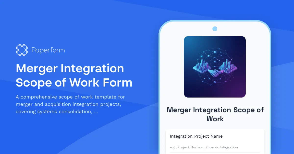 Merger Integration Scope of Work Form