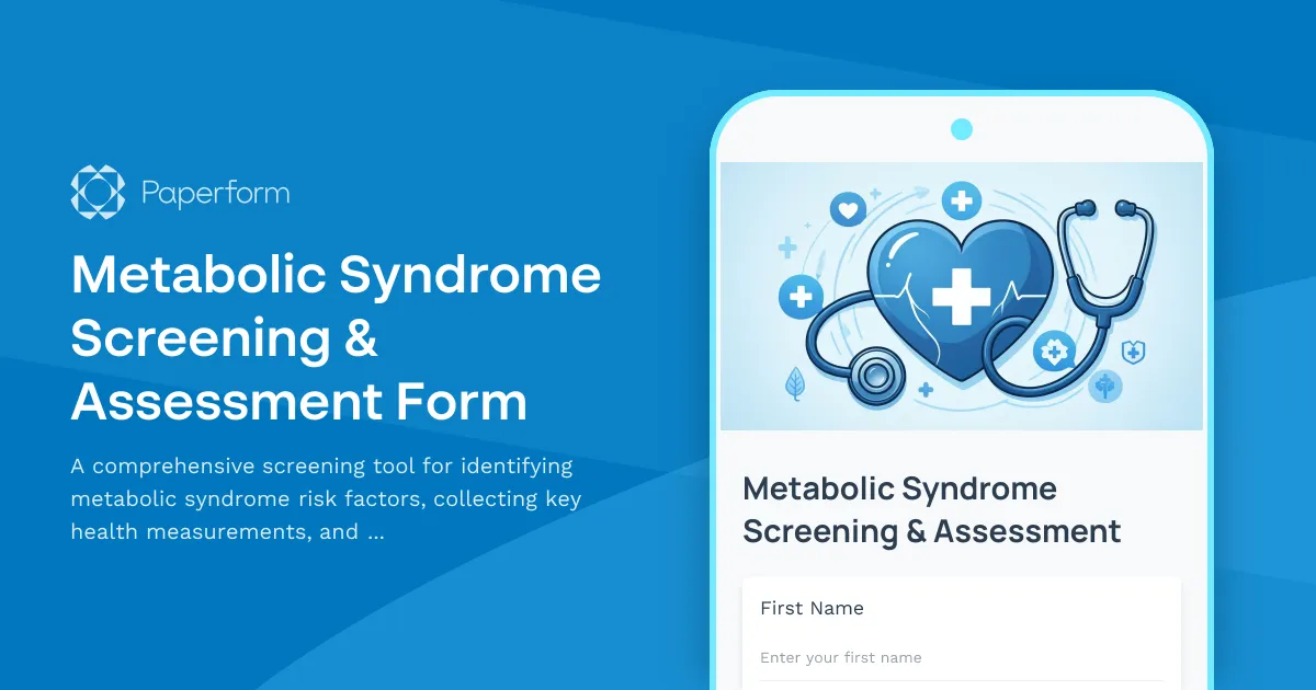 Metabolic Syndrome Screening & Assessment Form
