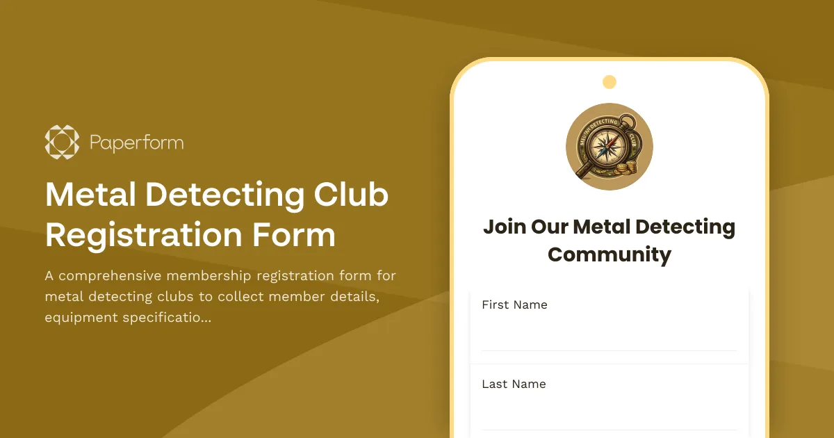 Metal Detecting Club Registration Form