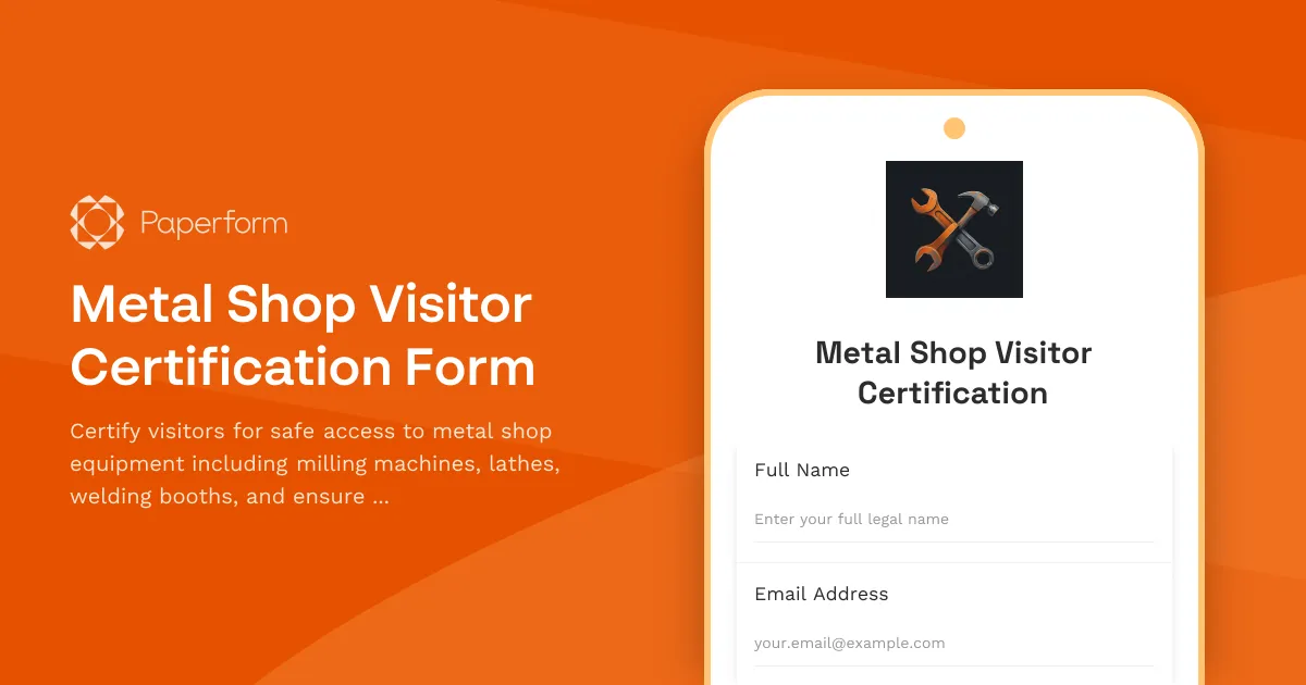 Metal Shop Visitor Certification Form