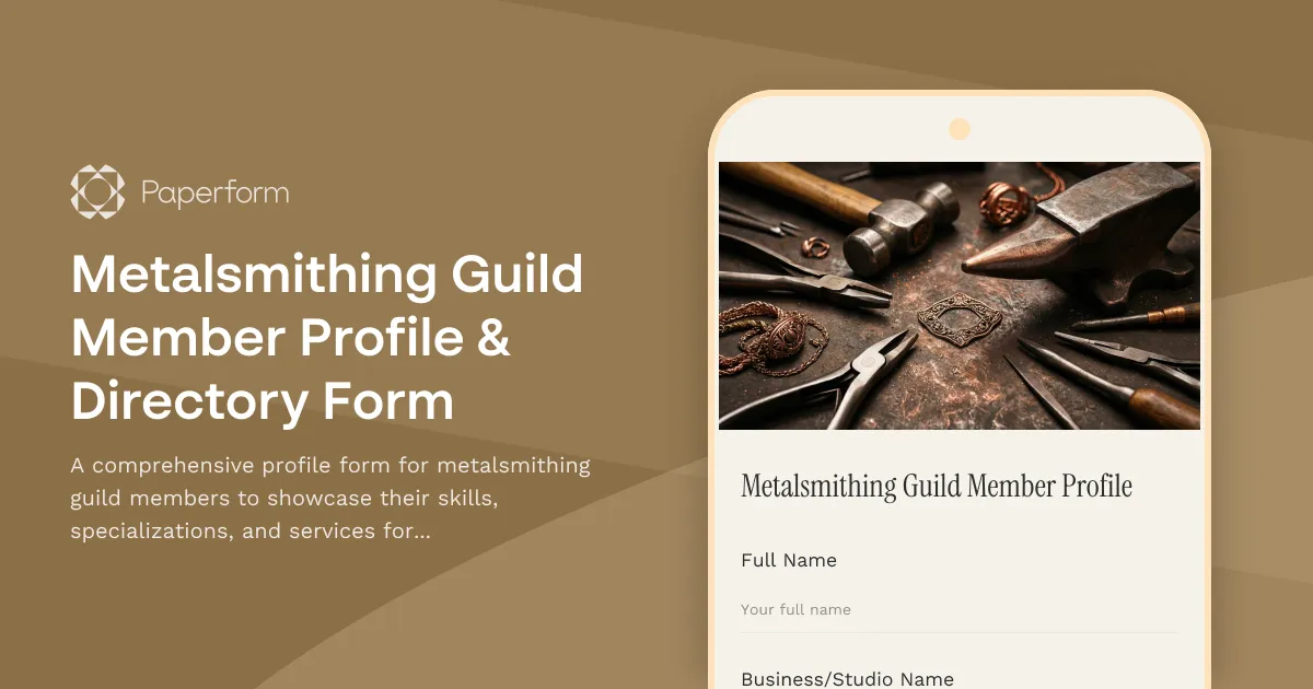 Metalsmithing Guild Member Profile & Directory Form