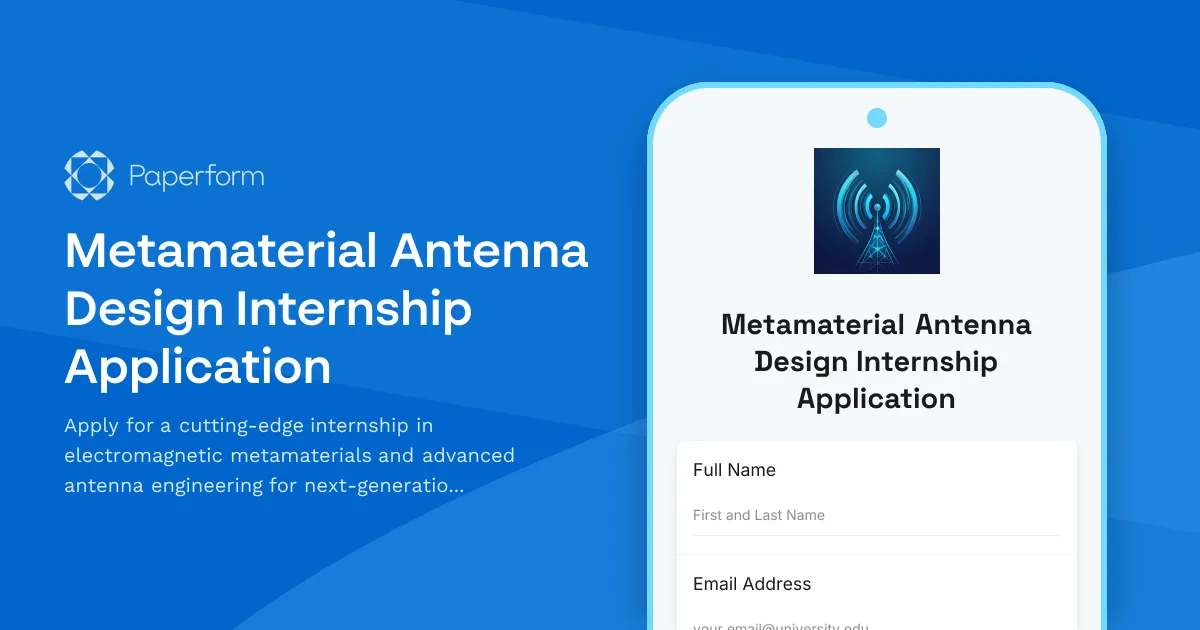 Metamaterial Antenna Design Internship Application