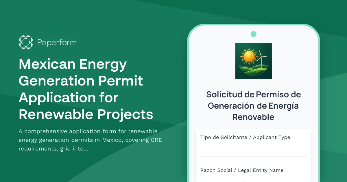 Mexican Energy Generation Permit Application for Renewable Projects