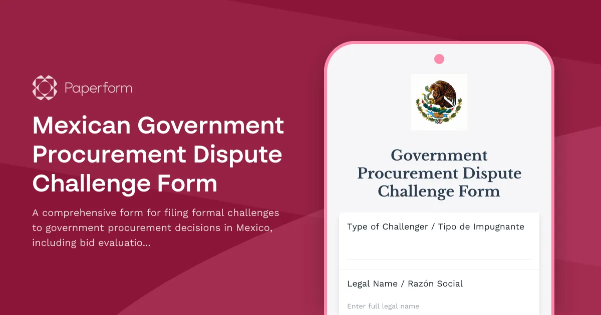 Mexican Government Procurement Dispute Challenge Form