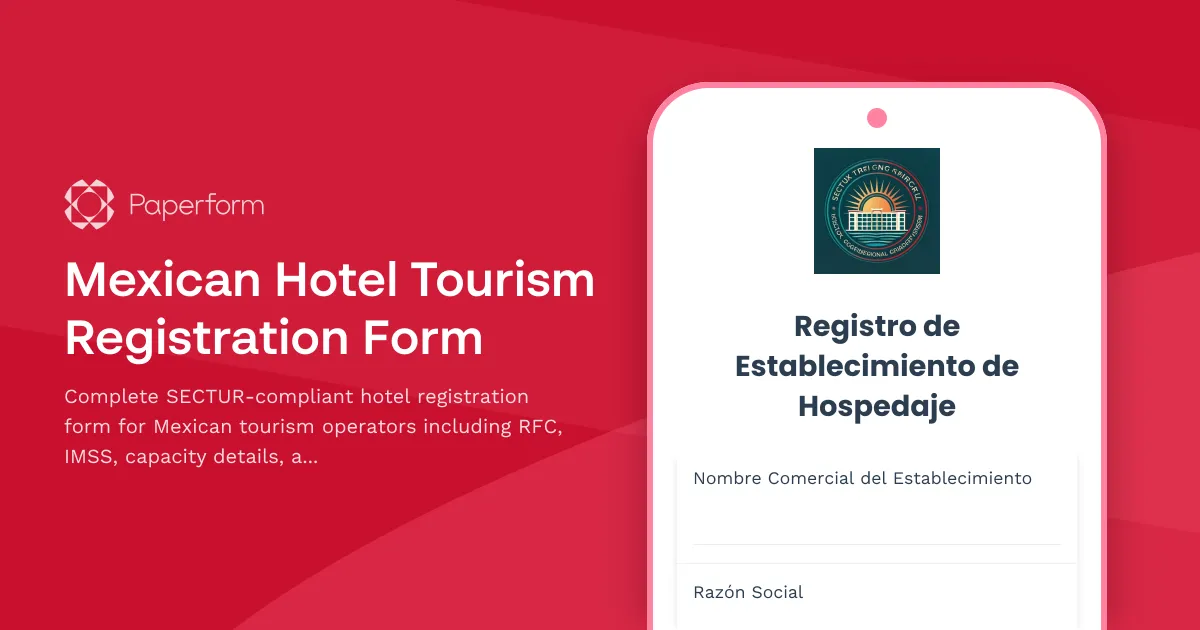 Mexican Hotel Tourism Registration Form
