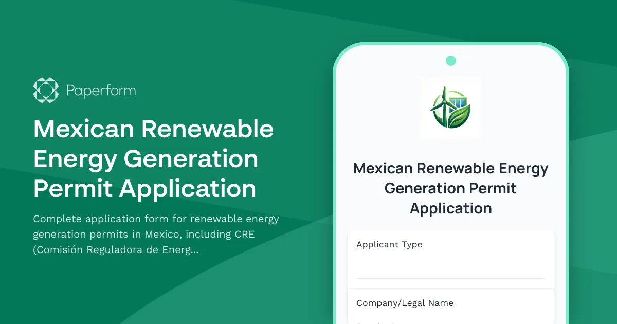 Mexican Renewable Energy Generation Permit Application