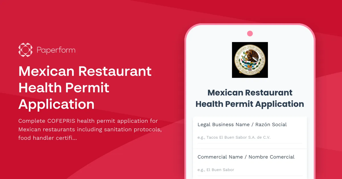Mexican Restaurant Health Permit Application