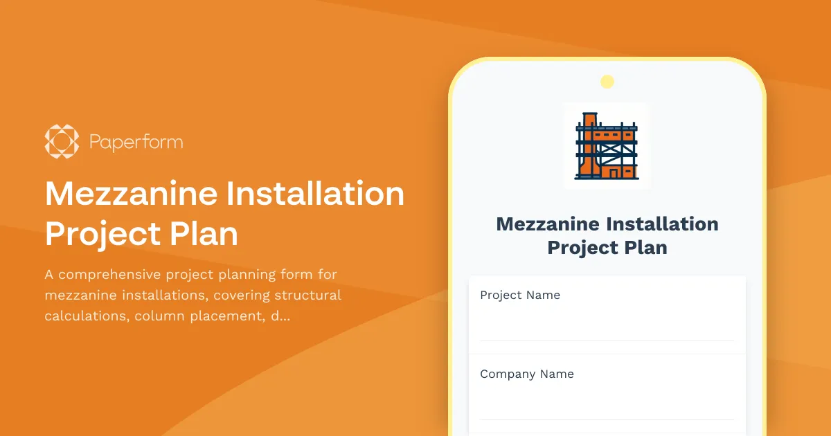Mezzanine Installation Project Plan