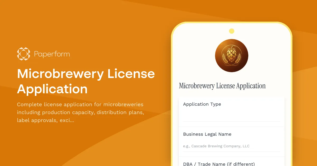 Microbrewery License Application