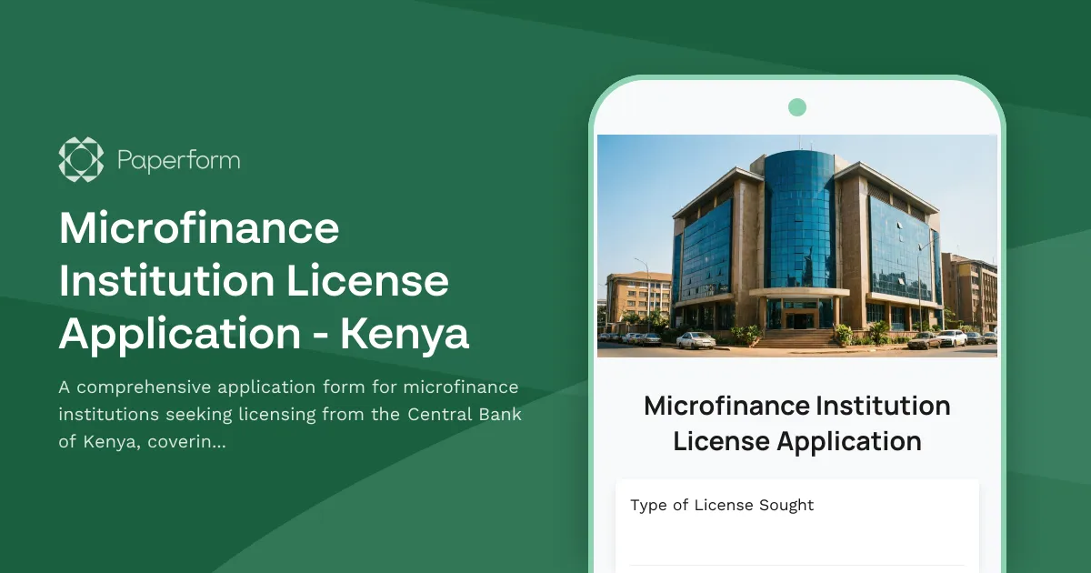 Microfinance Institution License Application - Kenya