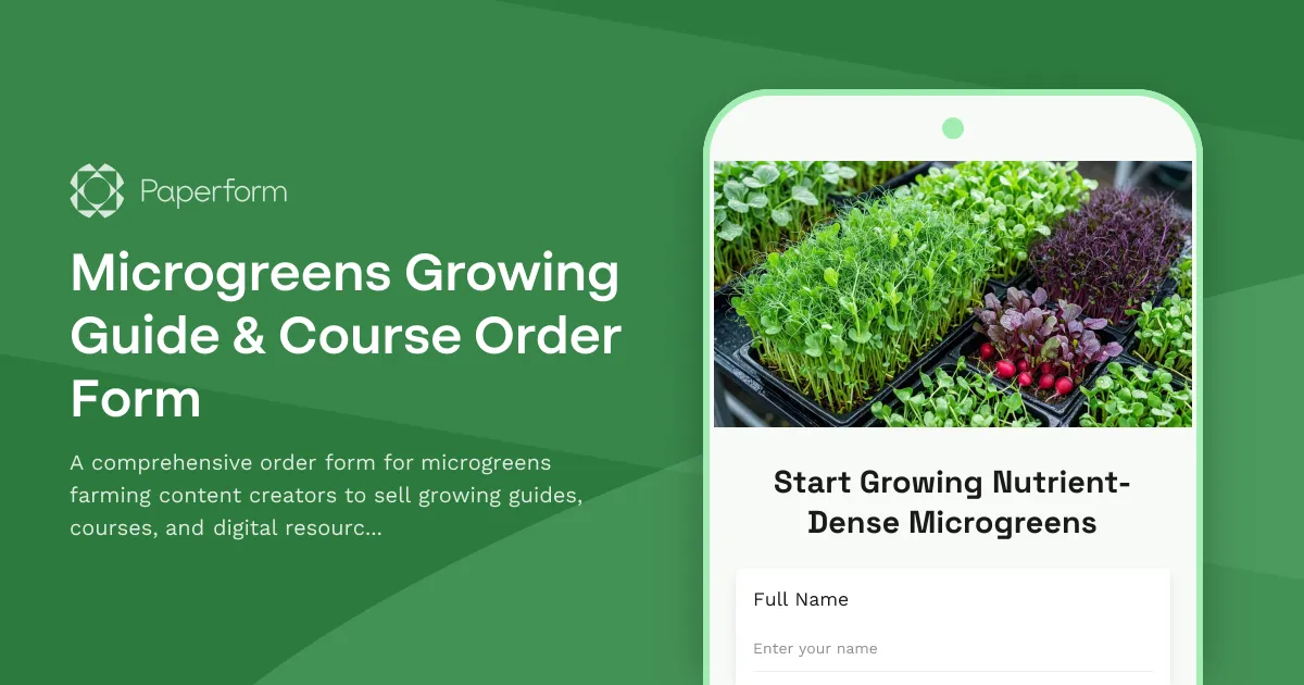 Microgreens Growing Guide & Course Order Form
