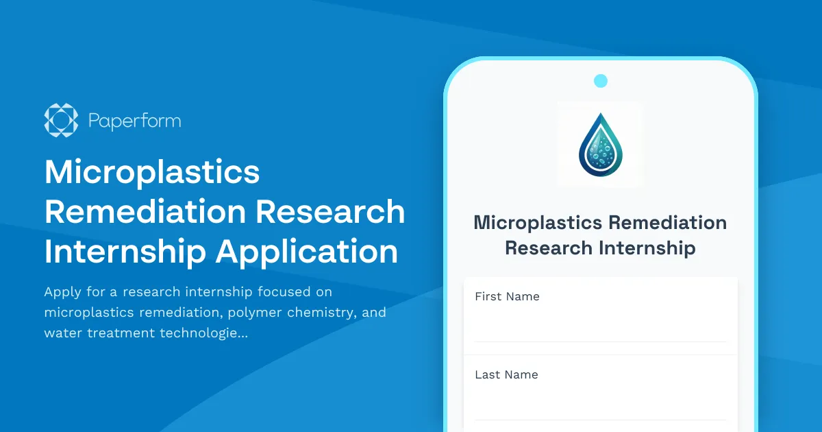 Microplastics Remediation Research Internship Application
